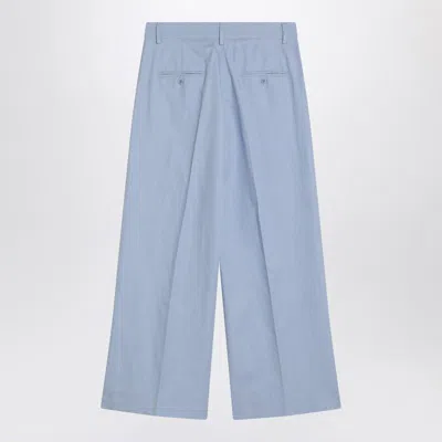 Weekend Max Mara Blue Cotton And Linen Pants