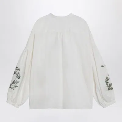 Weekend Max Mara Ecru Mandarin-collar Shirt In Linen