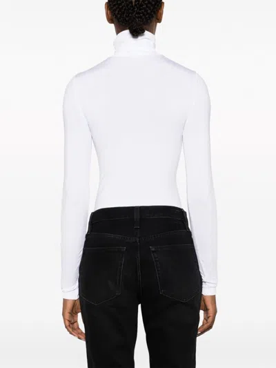 Wolford Ribbed High Neck Bodysuit In White