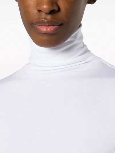 Wolford Ribbed High Neck Bodysuit In White