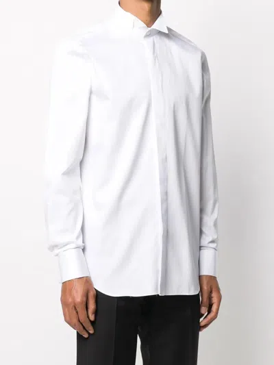 Xacus Structured Collar White Shirt With Buttoned Cuffs In White