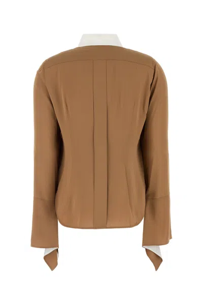 Max Mara Camicia Pio In Crepe Caramello  Donna In Multi