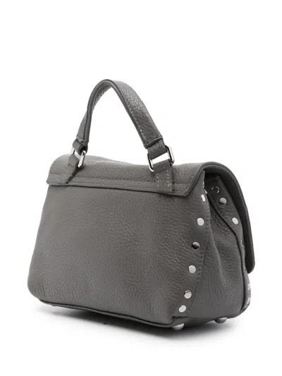 Zanellato Postina Rimboccata Tokyo Baby Leather Handbag In Gray