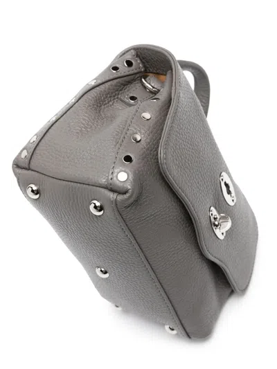 Zanellato Postina Rimboccata Tokyo Baby Leather Handbag In Gray