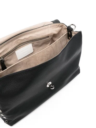 Zanellato Small Leather Handbag With Adjustable Shoulder Strap In Black