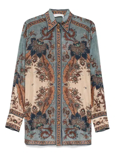 Zimmermann Ascension Manstyle Printed Silk Shirt