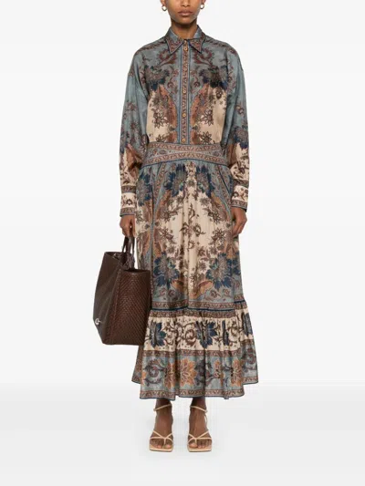 Zimmermann Ascension Printed Silk Skirt