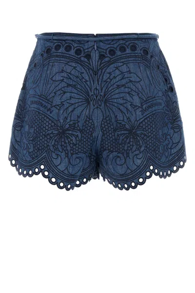 Zimmermann Womens Railway Blue Coco Embroidered Denim Shorts Xs