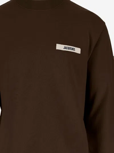 Jacquemus Basic Crew Neck T-shirt With Long Sleeves In Brown
