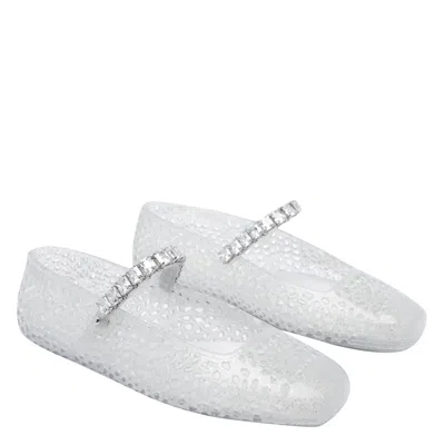 Jimmy Choo The Jelly Transparent Ballet Flats With Crystals Women