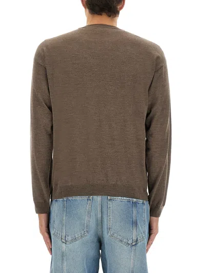 Moschino Crewneck Knitted Jumper In Brown