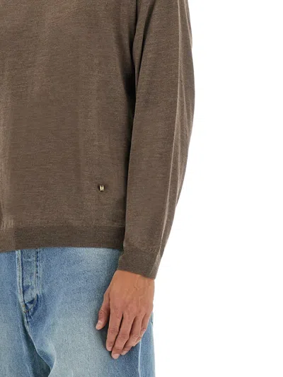 Moschino Crewneck Knitted Jumper In Brown