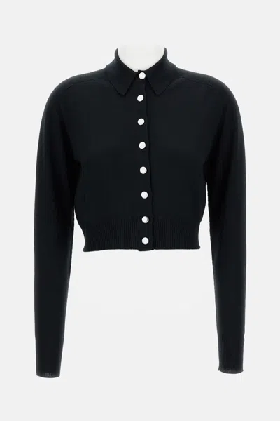 Sportmax Perseo Cropped Wool Cardigan Collar In Black
