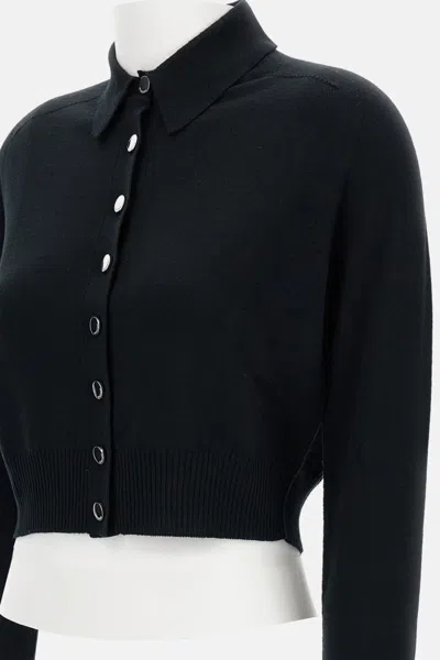 Sportmax Perseo Cropped Wool Cardigan Collar In Black