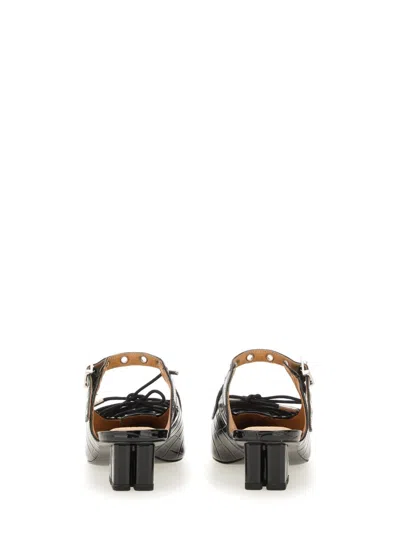 Ganni Laced Block Heel Mules With Eyelet Detailing