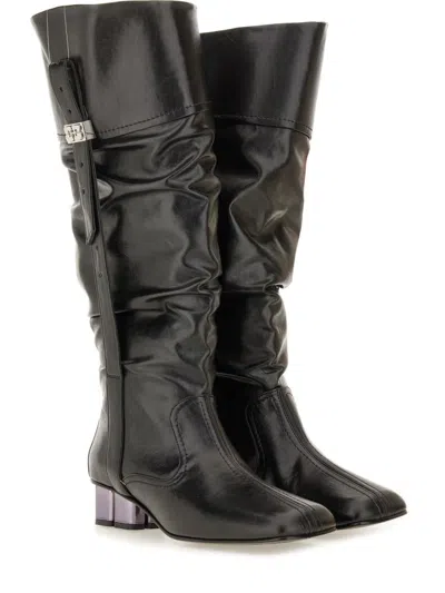 Ganni Black Polyurethane Boots In Black