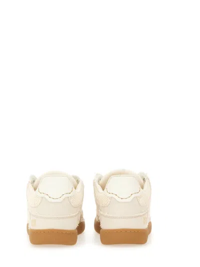 Ganni Canvas Sneaker With Rubber Sole And Embroidered Stitching In Neutral