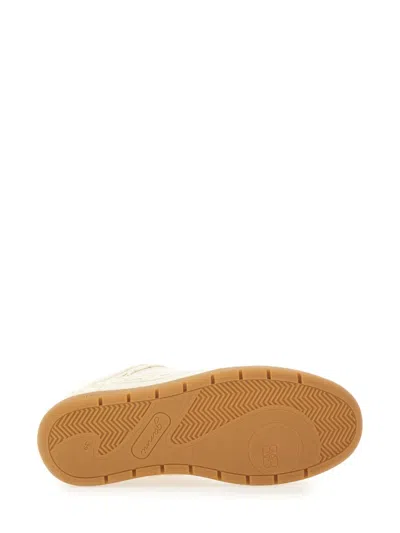 Ganni Canvas Sneaker With Rubber Sole And Embroidered Stitching In Neutral
