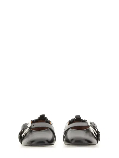 Ganni Ballerina With Buckle Strap In Black