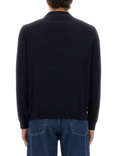 Sunflower Black Polo Shirt With Classic Collar And Ribbed Trims In Blue