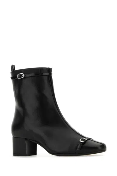 Carel Black Leather Start Ankle Boots
