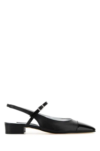 Carel Black Leather Oceano Ballerinas