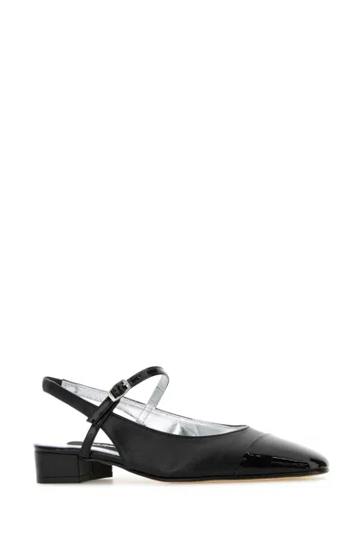 Carel Black Leather Oceano Ballerinas