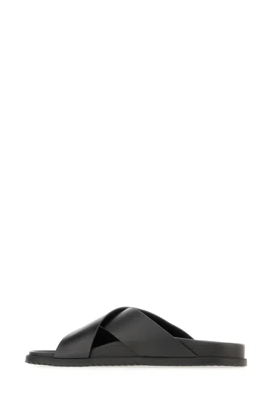 Dolce & Gabbana Black Leather Slippers