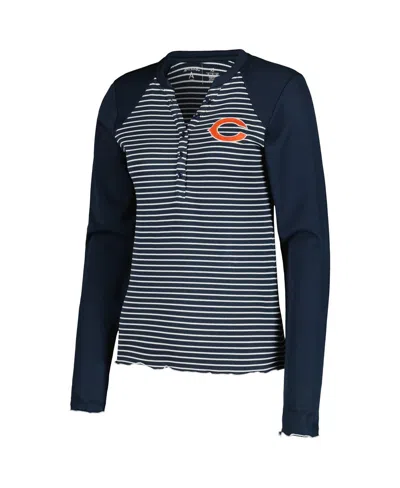 Antigua Women's Navy Chicago Bears Maverick Waffle Henley Long Sleeve T-shirt