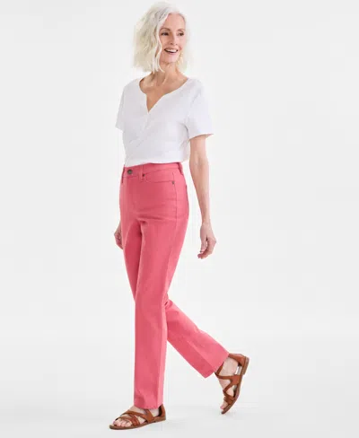 Style & Co Women's Straight-leg High Rise Twill Pants, Created For Macy's