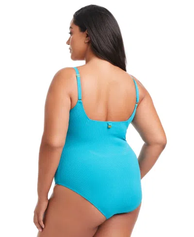 Bleu Rod Beattie Plus Size Square-neck Swimsuit In Blue