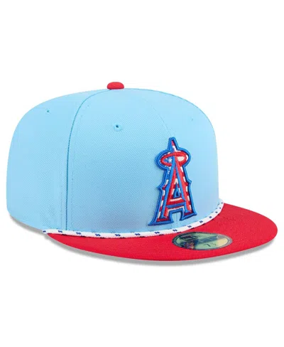 New Era Men's Light Blue/red Los Angeles Angels 2025 Fourth Of July 59fifty Fitted Hat