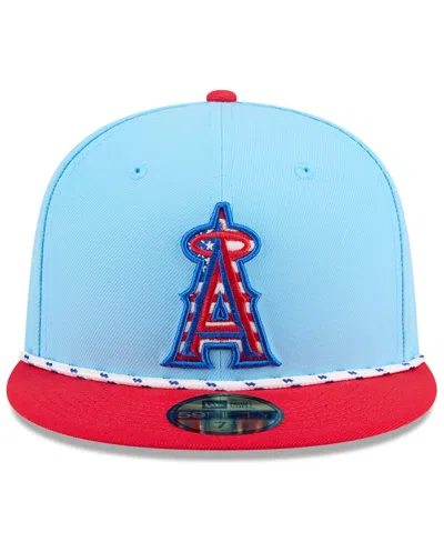New Era Men's Light Blue/red Los Angeles Angels 2025 Fourth Of July 59fifty Fitted Hat