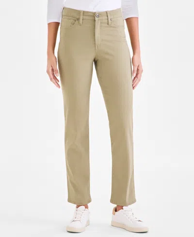 Style & Co Women's Straight-leg High Rise Twill Pants, Created For Macy's