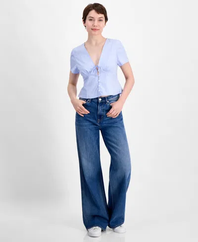 Tommy Jeans Women's Cotton Poplin Tie-front Blouse