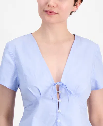 Tommy Jeans Women's Cotton Poplin Tie-front Blouse