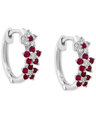 Lali Jewels Ruby (1/3 Ct. T.w.) & Diamond (1/8 Ct. T.w.) Extra-small Hoop Earrings In 14k Yellow Gold, 0.15" (al