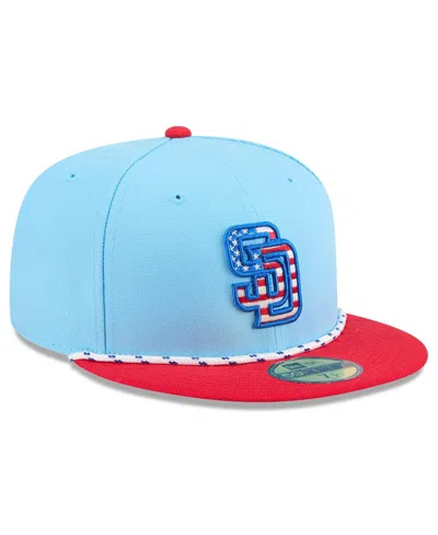 New Era Men's Light Blue/red San Diego Padres 2025 Fourth Of July 59fifty Fitted Hat