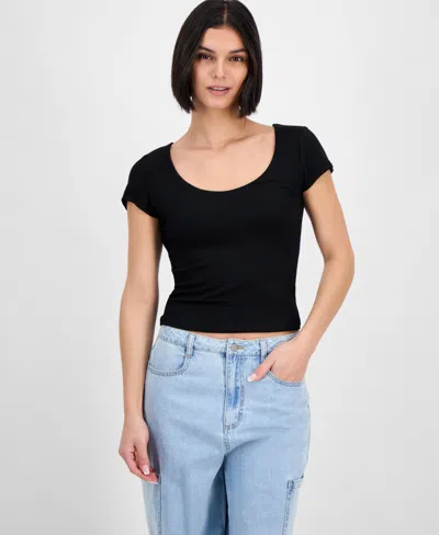 Derek Heart Juniors' Scoop-neck Layered T-shirt, Pack Of 2