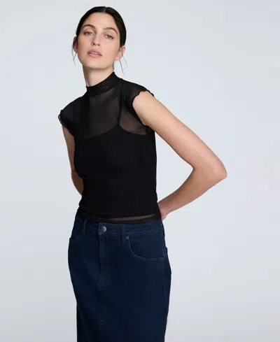 Kenneth Cole Denim Fly Front 4-pocket Maxi Skirt With Fray Hem