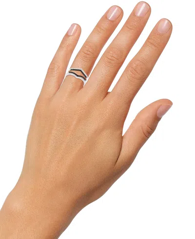 Macy's Black & White Diamond Guard Ring (3/8 Ct. T.w.) In 14k White Gold