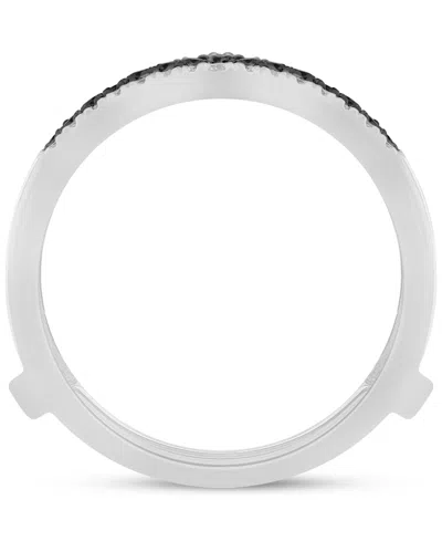 Macy's Black & White Diamond Guard Ring (3/8 Ct. T.w.) In 14k White Gold