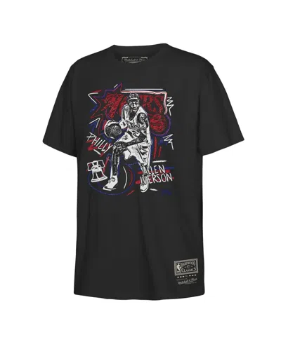 Mitchell & Ness Big Boys And Girls Allen Iverson Black Philadelphia 76ers Chalked Up T-shirt In Black