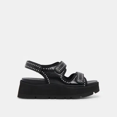 Dolce Vita Dubai Stud Sandals Midnight Crinkle Patent