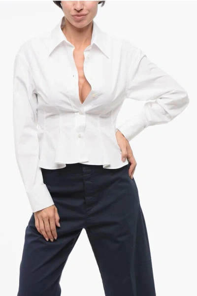 Stella Mccartney Spread Collar Cotton Peplum Shirt