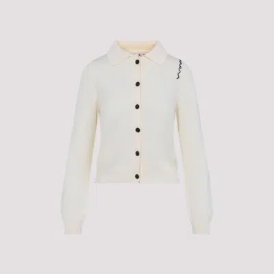 Marni Collared Cotton Knitwear Cardigan In Neutral