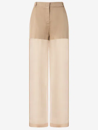 Pinko Beige Semi-transparent Pants In Neutral