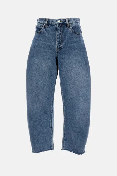 Frame Womens Knock Out Raw Fray Bubble Crop Curved-leg Denim Jeans