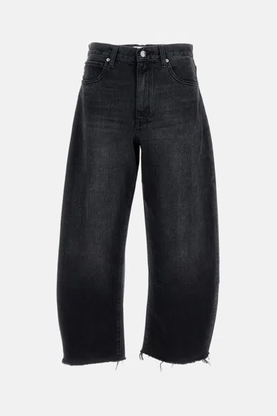 Frame Womens Bubble Barrel-leg Cropped Denim Jeans Limitless Raw Fray