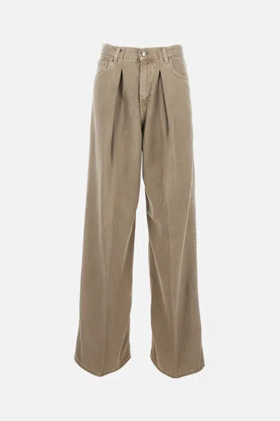 Haikure Candy Pleated Stretch Low-rise Wide-leg Jeans In Brown